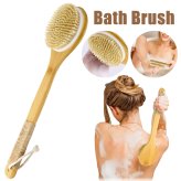 Bamboo Bristle Body Brush - Long Handled Shower Scrubber