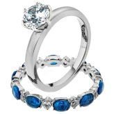 Clear & Blue CZ Stainless Steel Wedding Set