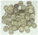 Silver Winged Liberty Dimes - Bulk Collection of 100 Coins in 2 Rolls