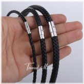 Midnight Steel Clasp Leather Necklace