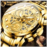 Golden Luminescence Stainless Steel Watch - Waterproof and Classic