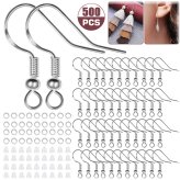 Silver Earring Hook Kit with 500 Pieces for DIY Jewelry Making