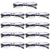 Blue Block Readers - Rectangular Rimless Design (9 Pack)