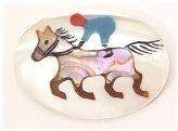 Abalone Inlaid Horse & Jockey Oval Cabochon