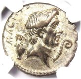 Pompey Magnus AR Denarius Coin 42 BC - Certified NGC Choice VF