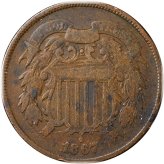 Double Die 1867 Two Cent Coin