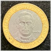 Bi-Metallic 5 Pesos 2002 Dominican Republic Circulated Coin
