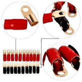 Gold Ring Terminal Kit with Crimp Cable and Color-Coded Boots