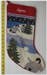 Arctic Penguin Needlepoint Monogrammed Stocking