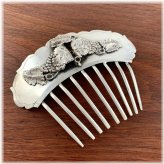 Vintage Grapevine Coin Silver Hair Comb