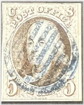 Franklin 5¢ 1847 Authentic Used Stamp