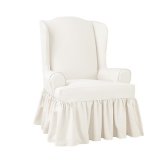 Ruffle Wing Chair Slipcover - Essential Twill White