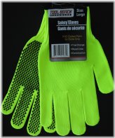 Neon Yellow Safety Gloves with Firm Grip and Non-Slip Dots