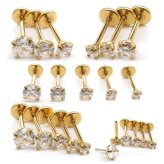 Golden CZ Threadless Stud for Nose, Ear and Helix Piercings