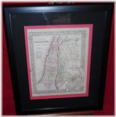 Palestine Holy Land 1868 Framed Map from S. Augusta Mitchell Atlas