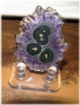 Amethyst Stalactite Slice with Gold-Plated Rim and Stand