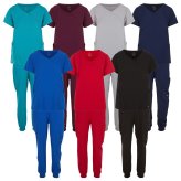 Stretch V-Neck Scrub Set with Jogger Pants