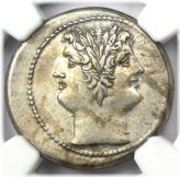 Dioscuri Janiform Quadrigatus Roman Coin