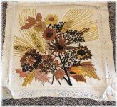 Vintage Floral Crewel Pillow - Handmade by Erica Wilson in 1973