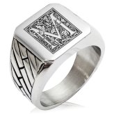 Regal Monogram Steel Signet Ring for Men