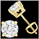 Golden Moissanite Stud Earrings