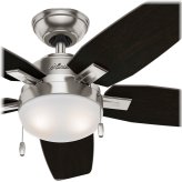 Brushed Nickel Low Profile 46-inch Ceiling Fan with Light and Pull Chain