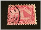 Antique Egyptian Stamp with Sphinx and Pyramid Design