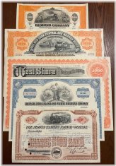 Historic Railroad Stock Certificate Set