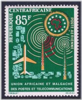 Central African Republic Malgache Union Plane Map Stamp #C10 MNH