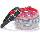 Dazzling Paws Leather Collar with Rhinestones