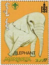 Mongolia Scouts African Elephant Stamp
