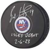 Autographed Bo Horvat Islanders Puck