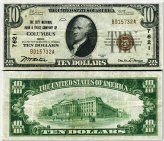 Columbus Ohio $10 1929 T-1 National Bank Note Ch #7621 CNB & TC VF+