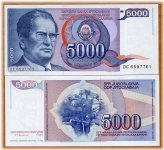 Tito's Legacy - 5000 Dinara Yugoslavian Paper Money (1985)