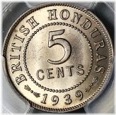 British Honduras George VI 5 Cents Coin - 1939 (PCGS MS 65)
