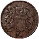 1867 Doubled Die Obverse Two Cent Piece