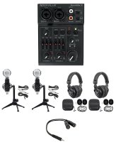 Podcast Pro Bundle: Dual RCM Mics, Stands, and Headphones by Rockville