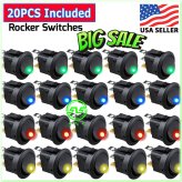 Round LED Toggle Switches - 20 Pack for Auto and Boat Applications