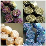 Agate Druzy Flat Back Round Beads Set