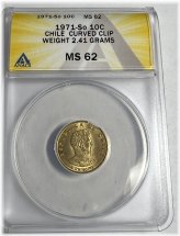 Chilean Curved Clip Error 10 Centavos 1971