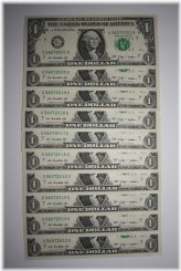 Sequential Uncirculated $1 Dollar Bills in Portfolio