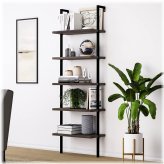 Rustic Loft Bookshelf: 5-Tier Wood & Metal Open-Shelf Display