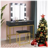 Black Lighted Vanity with Drawers and LED Mirror