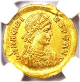 Golden Arcadius Coin from the 4th Century AD