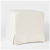 Cream Slipcover Cube Ottoman