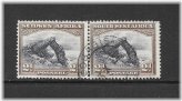 South West Africa Scott 111 Used Horizontal Pair - 1931 2p Dark Brown & Blue Issue
