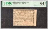 Rhode Island July 2nd, 1780 $2 Colonial Currency Grade 64