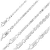 Elegant Silver Rope Necklace with Diamond-Cut Detail