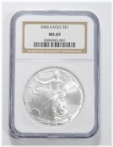 2006 American Silver Eagle NGC Brown Label - MS69