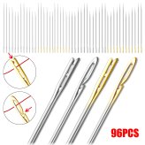 ThreadEase Assorted Sewing Needle Set - 96 Easy-to-Thread Needles for Crafting and Quilting